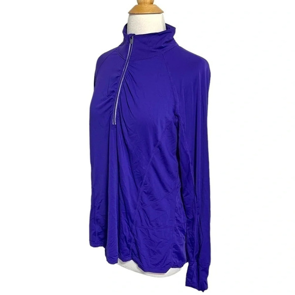 Tangerine‎ XL purple 1/4 zip performance pull over athletic top with thumb holes - Picture 4 of 8